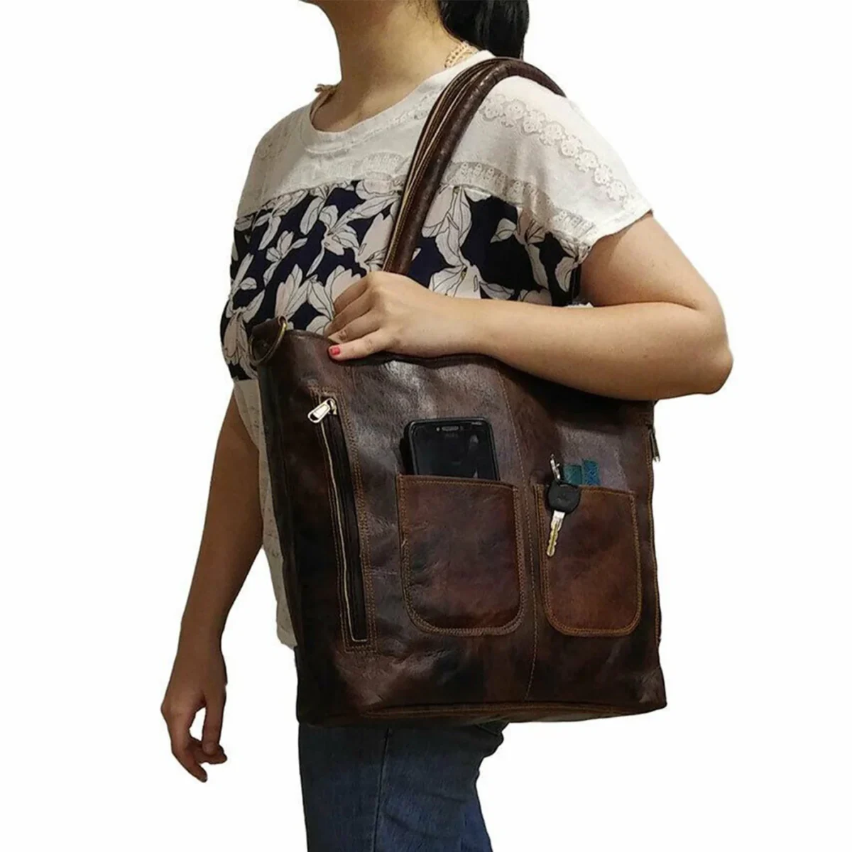 The Astoria Tote – Handmade Vintage Goat Leather Shoulder Bag