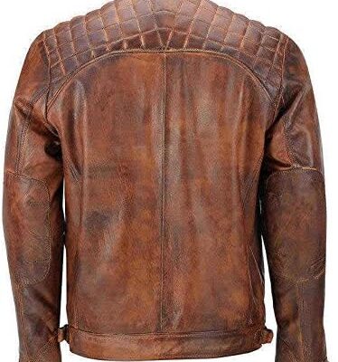 Men's Classic Distressed Brown Biker Jacket