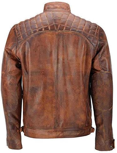 Men's Classic Distressed Brown Biker Jacket