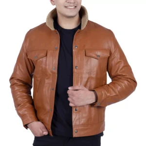 Men’s Franchise Club Ace lambskin leather jacket with snap front