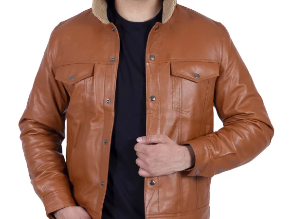 Men’s Franchise Club Ace lambskin leather jacket with snap front