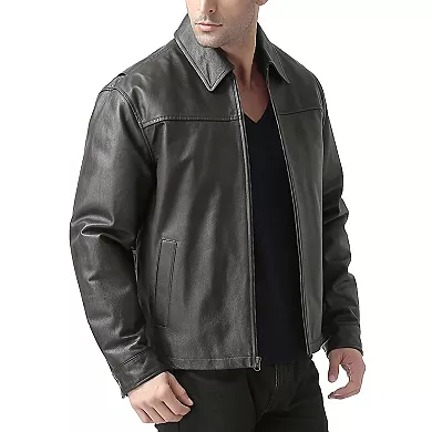 Men’s BGSD Greg Open Bottom Zip Front Leather Jacket