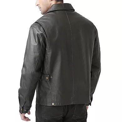 Men’s BGSD Greg Open Bottom Zip Front Leather Jacket