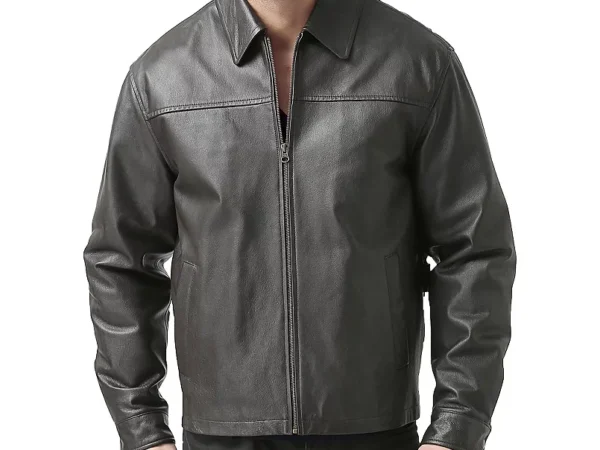 Men’s BGSD Greg Open Bottom Zip Front Leather Jacket BGSD Greg men’s open bottom leather jacket with front zipper