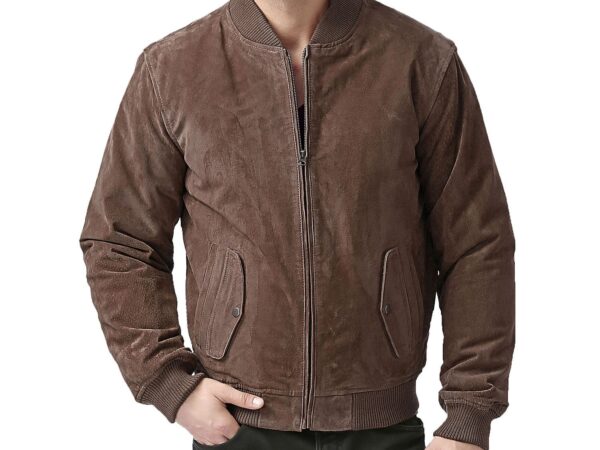 6981989_Brown Men’s BGSD Urban suede leather bomber jacket with knit collar and zip-out liner