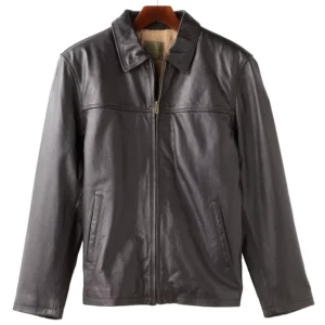 Men’s R and O open-bottom leather bomber jacket