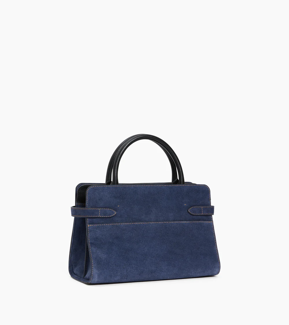 Medium Suede Handbag in Denim Blue