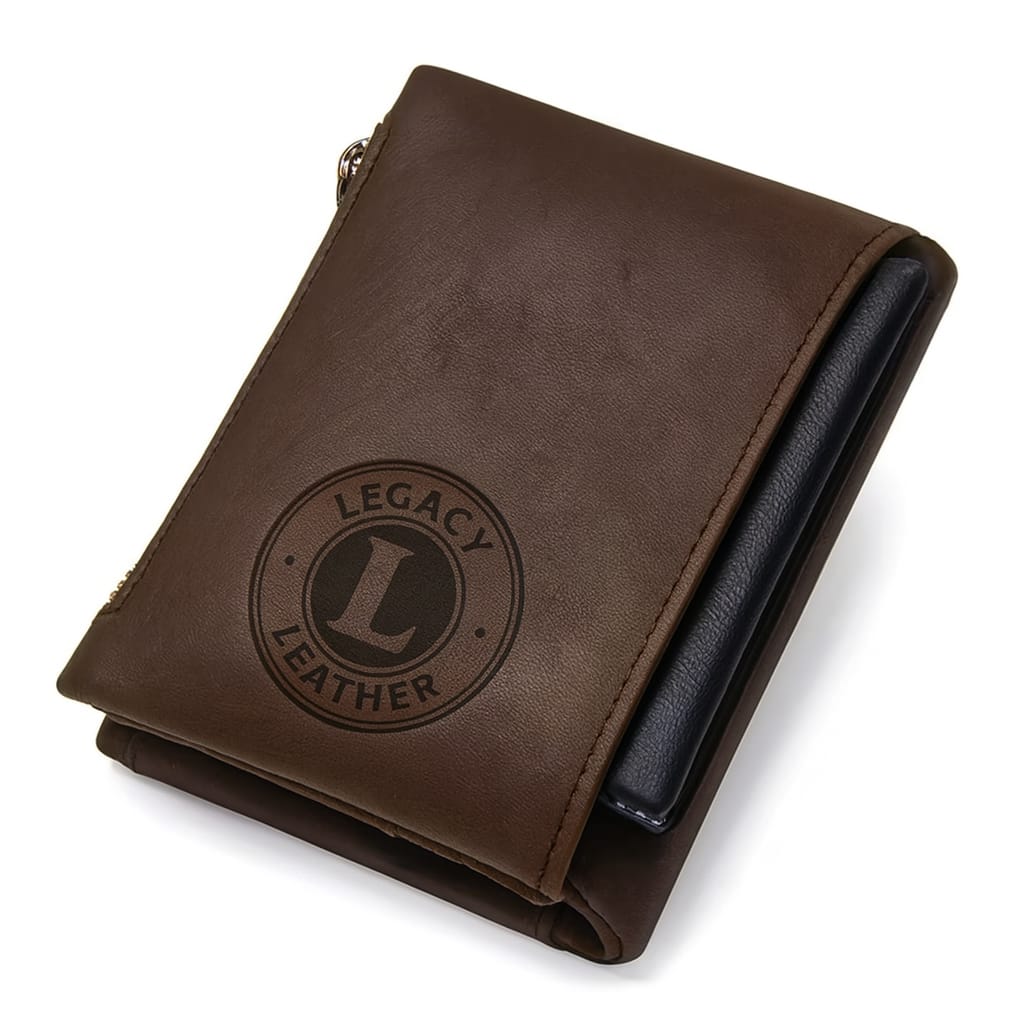 Legacy Leather Brown Bi-Fold Wallet with Side Pocket Legacy Leather brown bi-fold wallet with side pocket