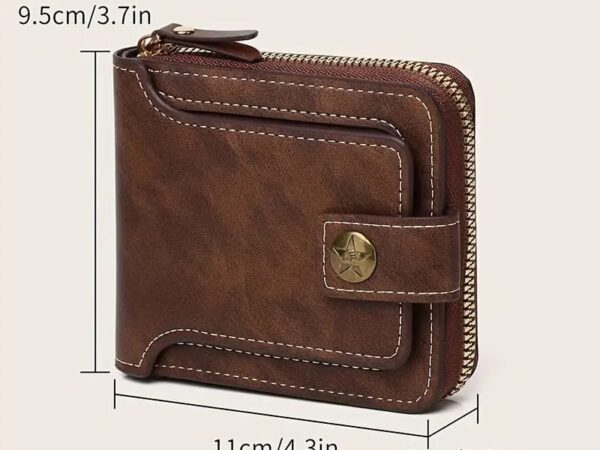 thelegacyleather (17) Brown premium leather men’s wallet with dual zipper pockets and snap closure
